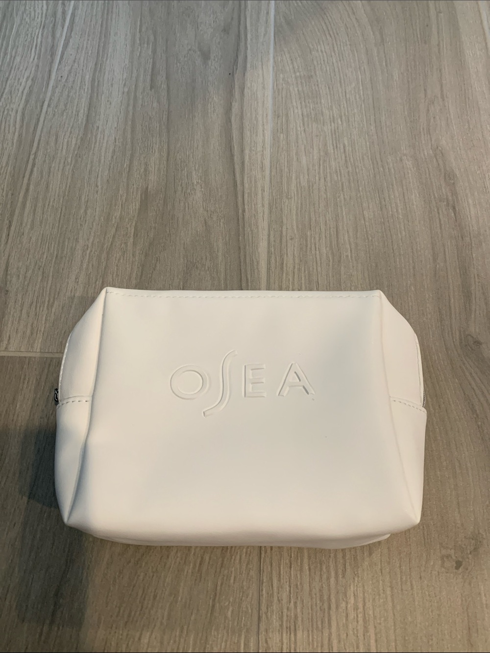 OSEA White Embossed Cosmetic Pouch